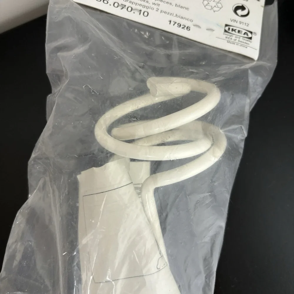 Vintage IKEA Omkrets White Drapery Hooks 2 Sets 4 Total Pieces Classic Cottage‎